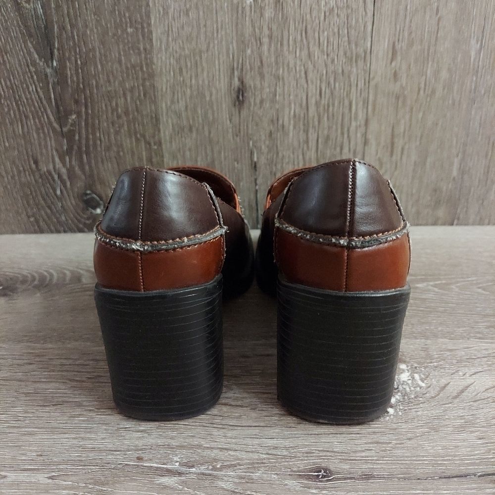 Vintage 90s Predictions Brown Patchwork Chunky He… - image 5